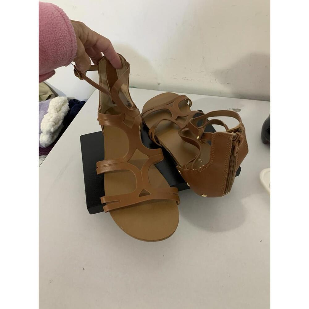 Est 1946 Women's Brown Gladiator Sandal Shoes‎ Wedge Heel Zip 7.5 New Studs